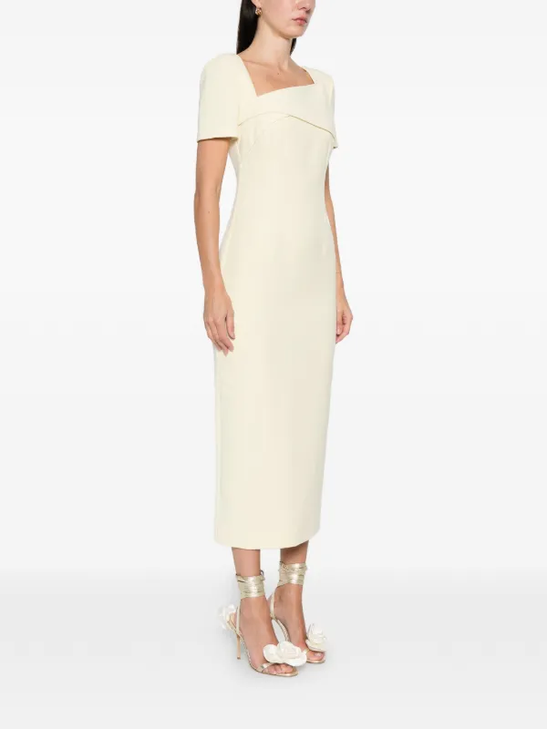 dresses by roland mouret Long Sleeve Buckle Crepe Midi Dress in Black The internal corset offers structure and support. ROLAND MOURET Stretch-crepe Midi Dress