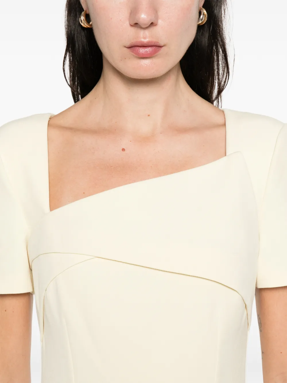 Roland Mouret Gedraaide maxi-jurk met vierkante hals Geel