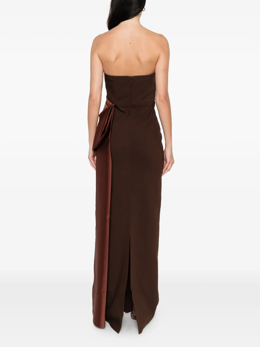 Roland Mouret Strapless maxi-jurk met strikdetail Bruin