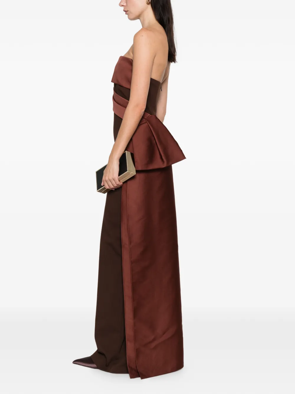 Roland Mouret strapless tie detail maxi dress - Bruin