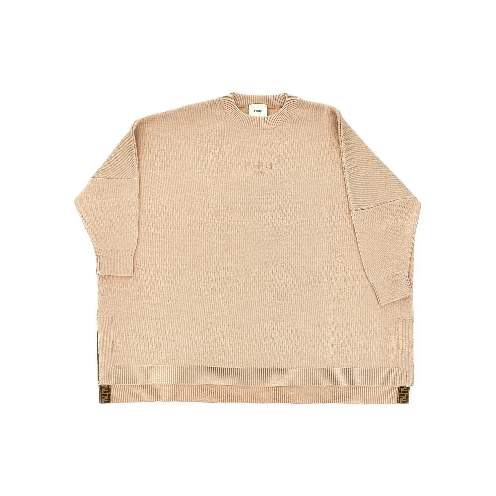 Fendi Kids logo knitted sweater Beige
