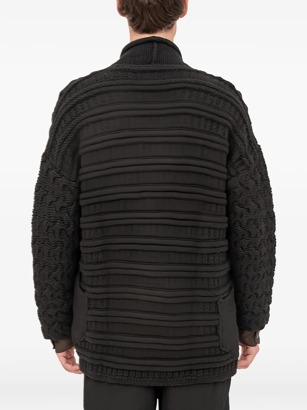 Devoa Textured Cardigan In Black