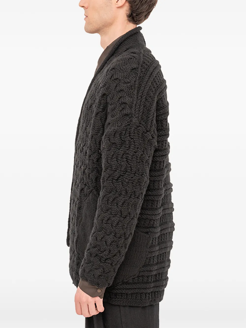  Devoa Textured Cardigan - Black 