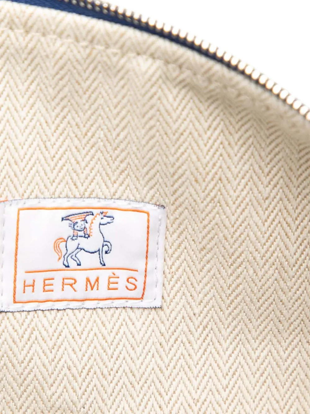 Pre-owned Hermes 2021-2025 Large Canvas Bride A Brac Cabriole Case Vanity Bag In Blue