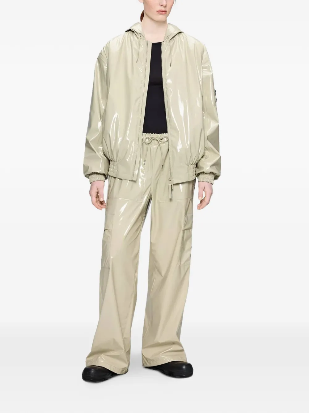  Rains Zipped Hooded Jacket - Neutrals 