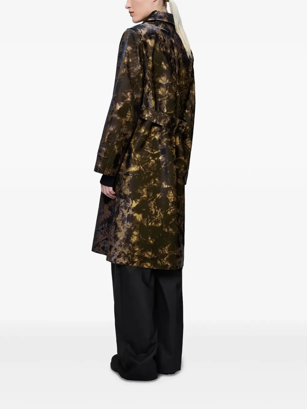  Rains Patterned Single-breasted Coat - Brown 