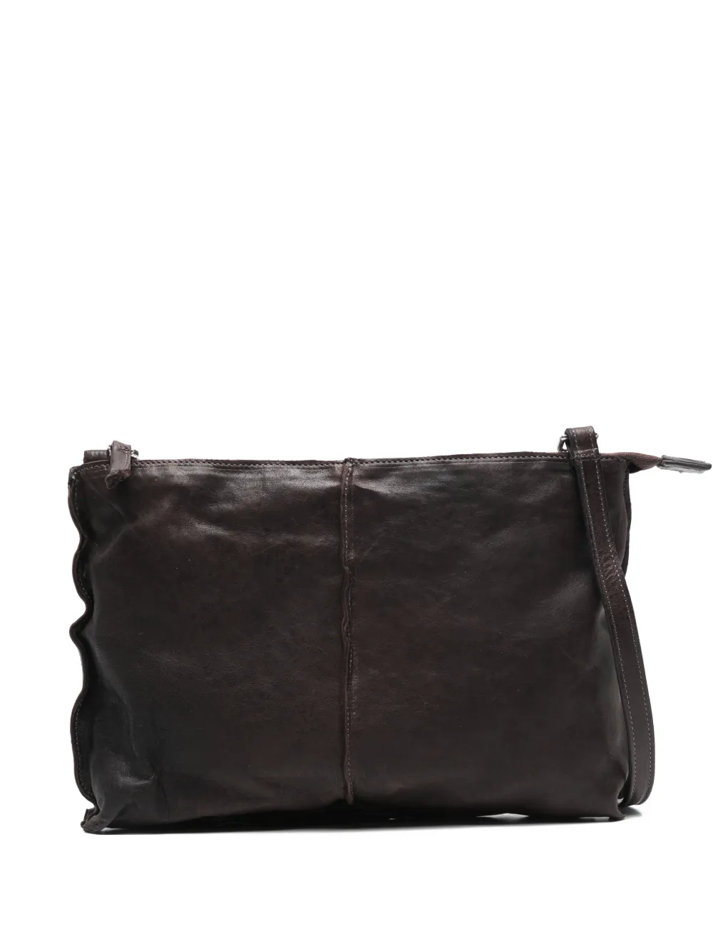 SOMMET ruffled leather crossbody - Marrone