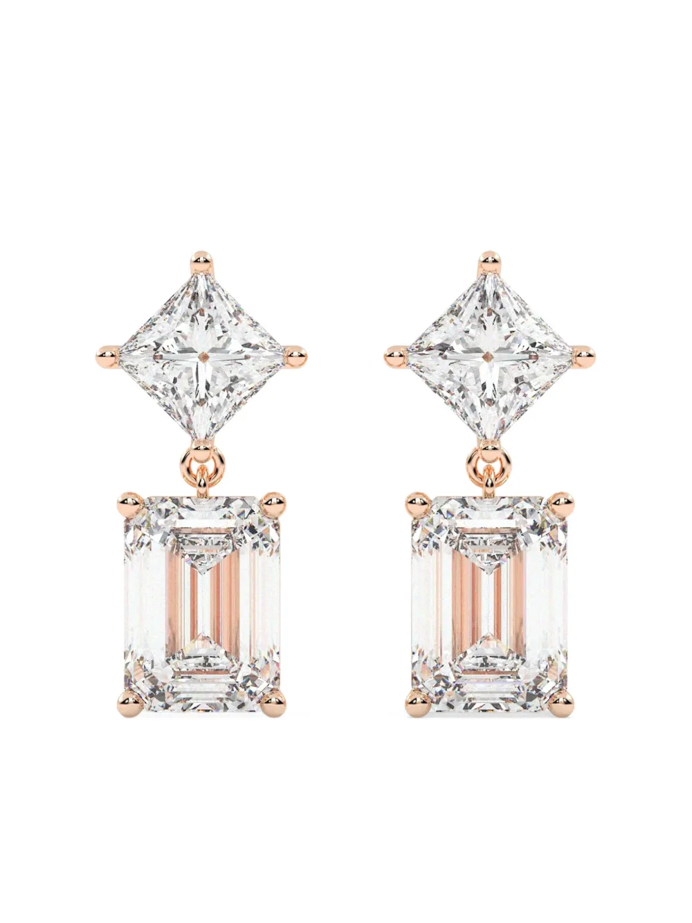 Tilla 14k Rose Gold Princess-cut Earrings In Silver