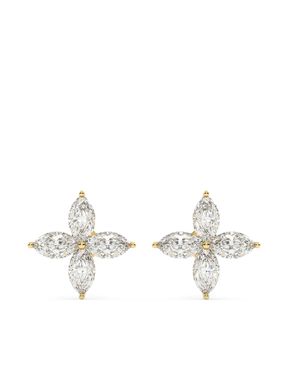 Tilla 14K yellow gold marquise cluster earrings - Oro