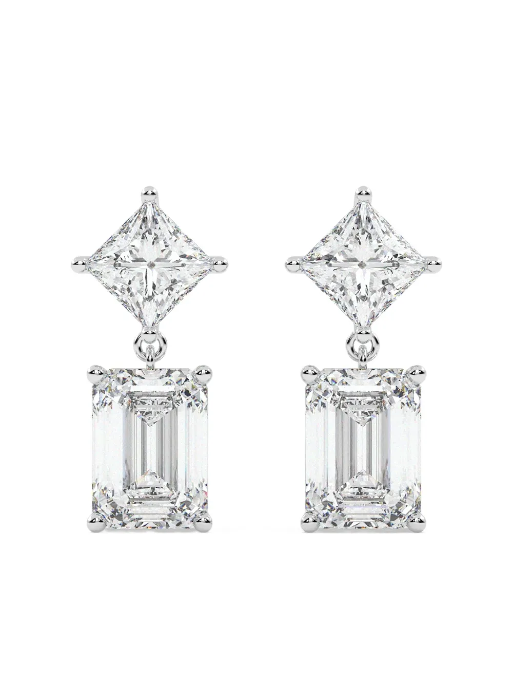 Tilla 14kt Princess-cut Dangling Earrings In Silver