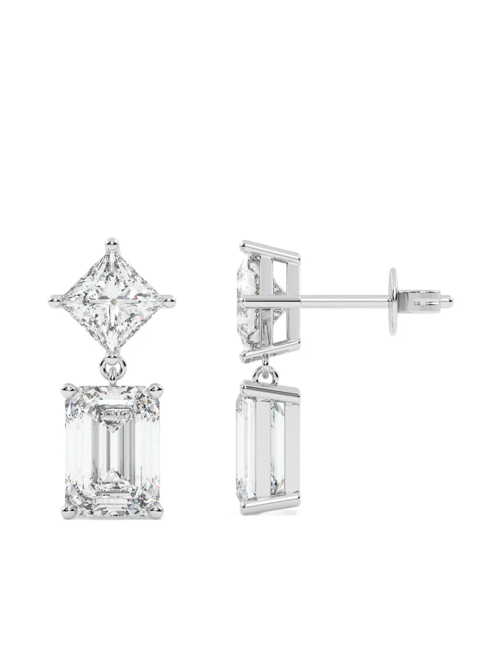 Tilla 14kt Princess-cut Dangling Earrings In Silver