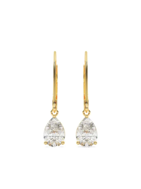 Tilla aretes en oro amarillo de 14kt con diamante de corte pera