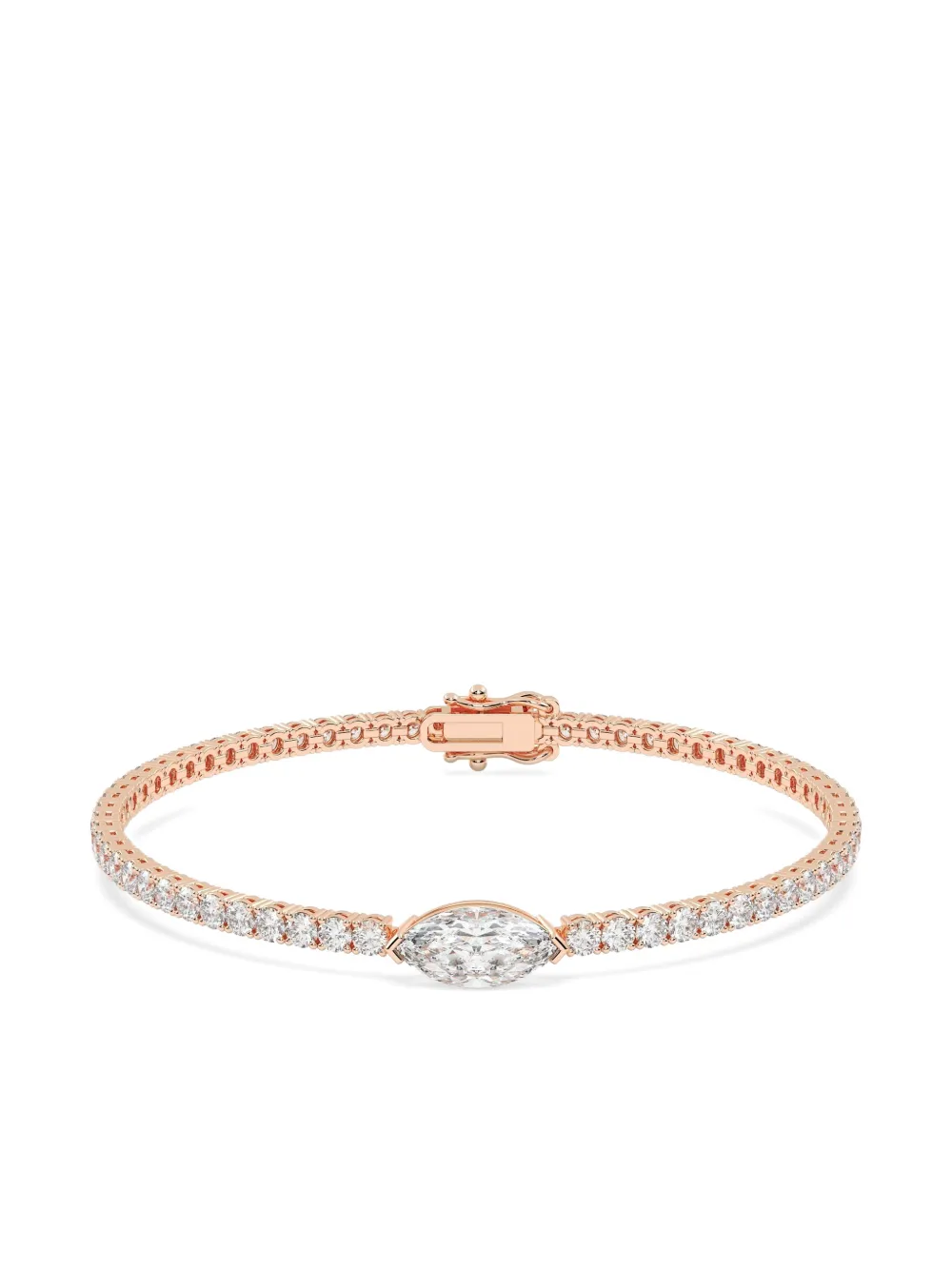 Tilla 14k Rose Gold Diamond Tennis Bracelet In Pink