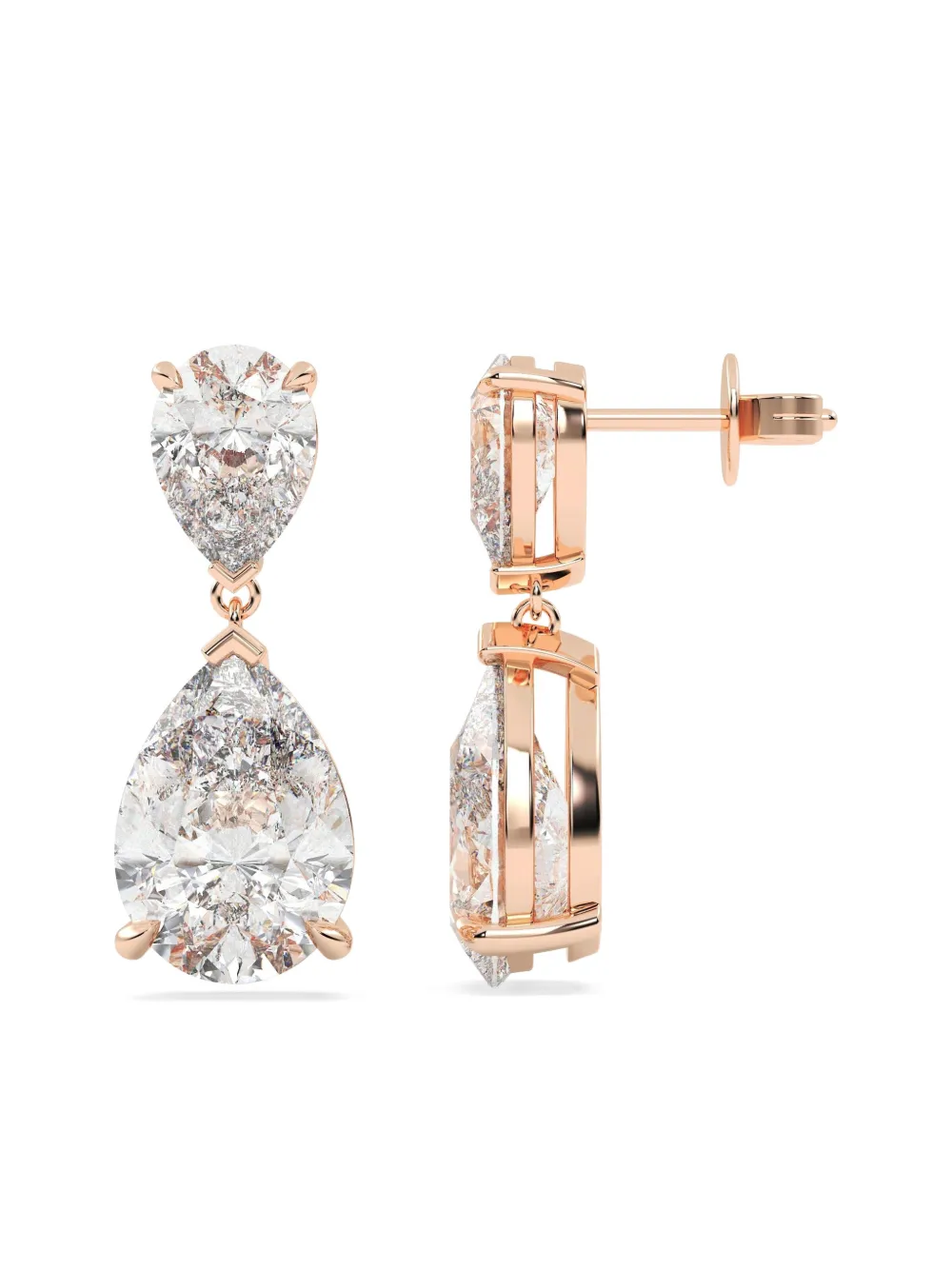 Tilla 14k Rose Gold Lab-grown Diamond Dangling Earrings In Silver