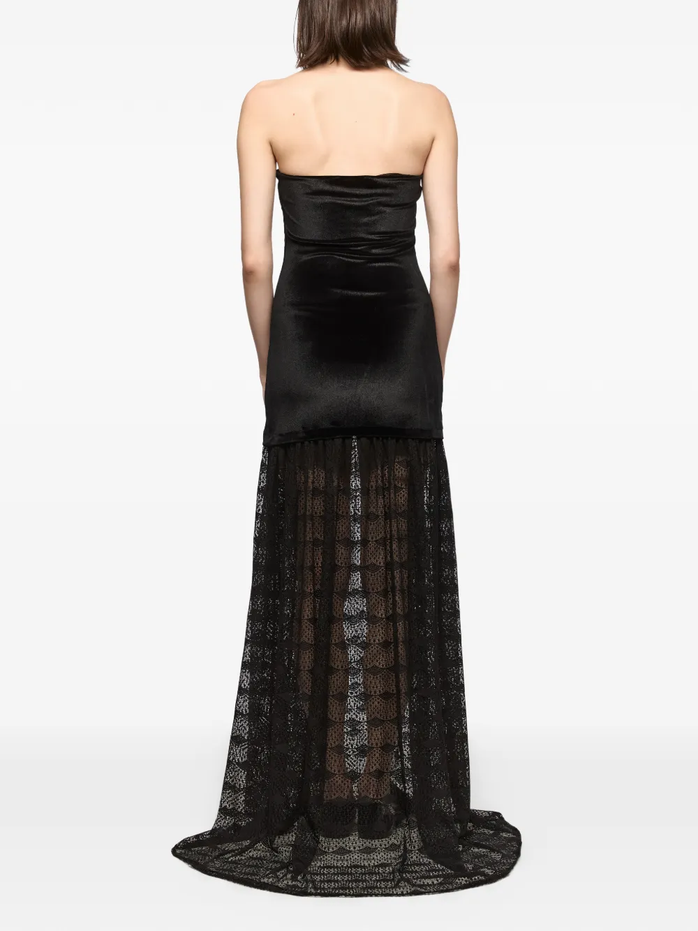Atu Body Couture Strapless maxi-jurk met kanten vlak Zwart