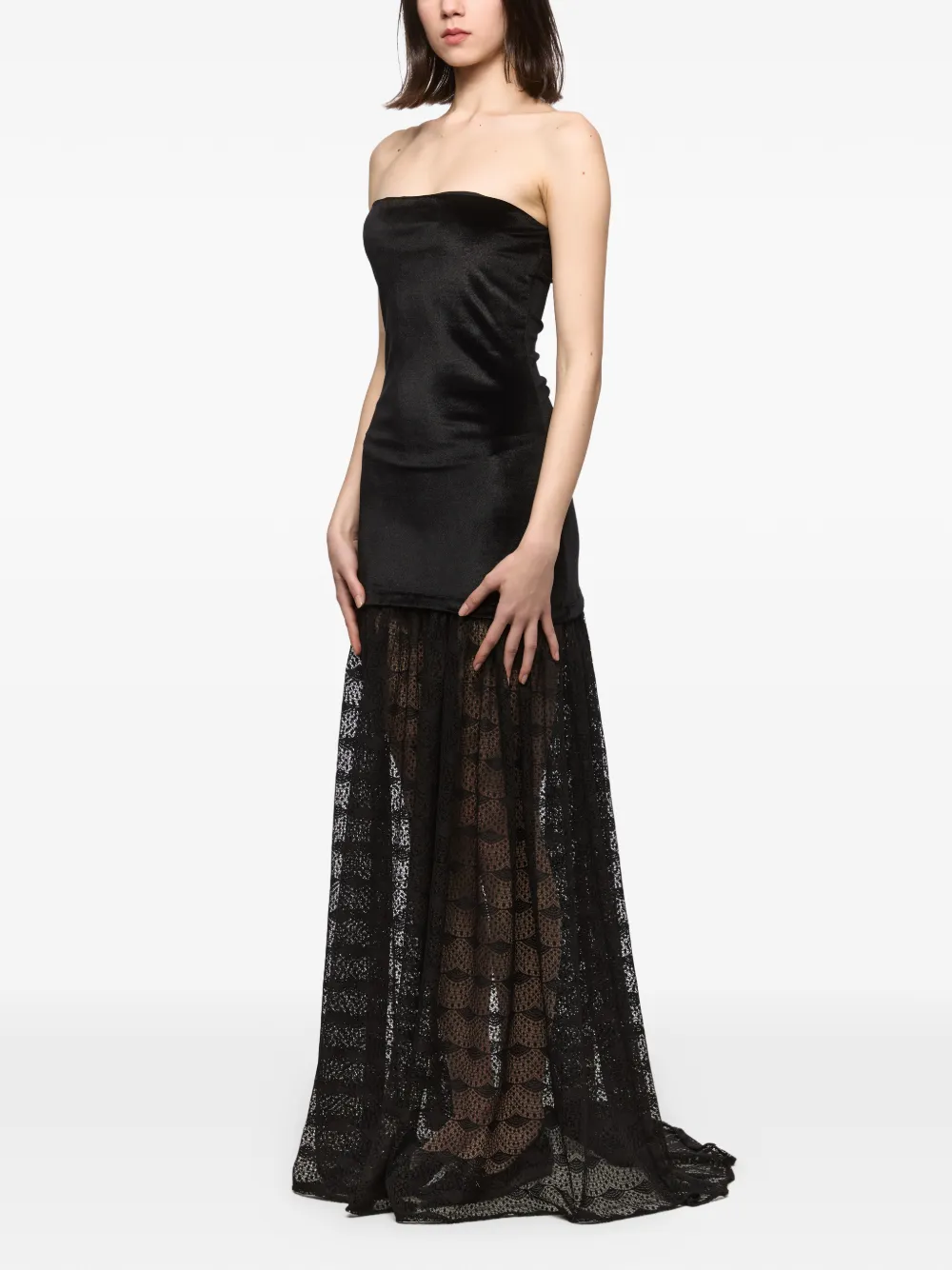 Atu Body Couture Strapless maxi-jurk met kanten vlak Zwart