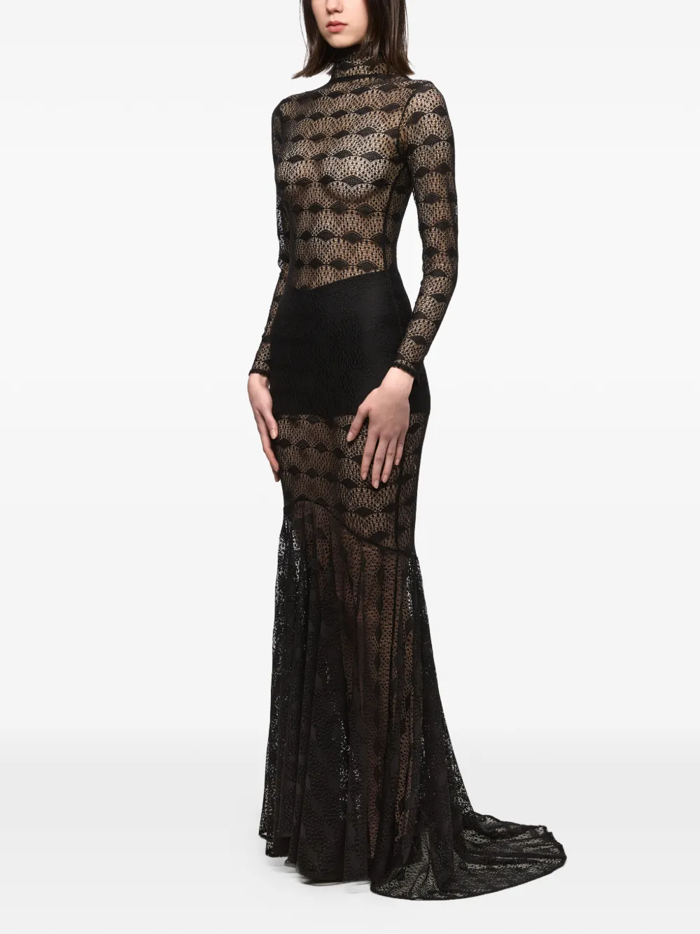 Atu Body Couture Maxi-jurk met lange mouwen Zwart