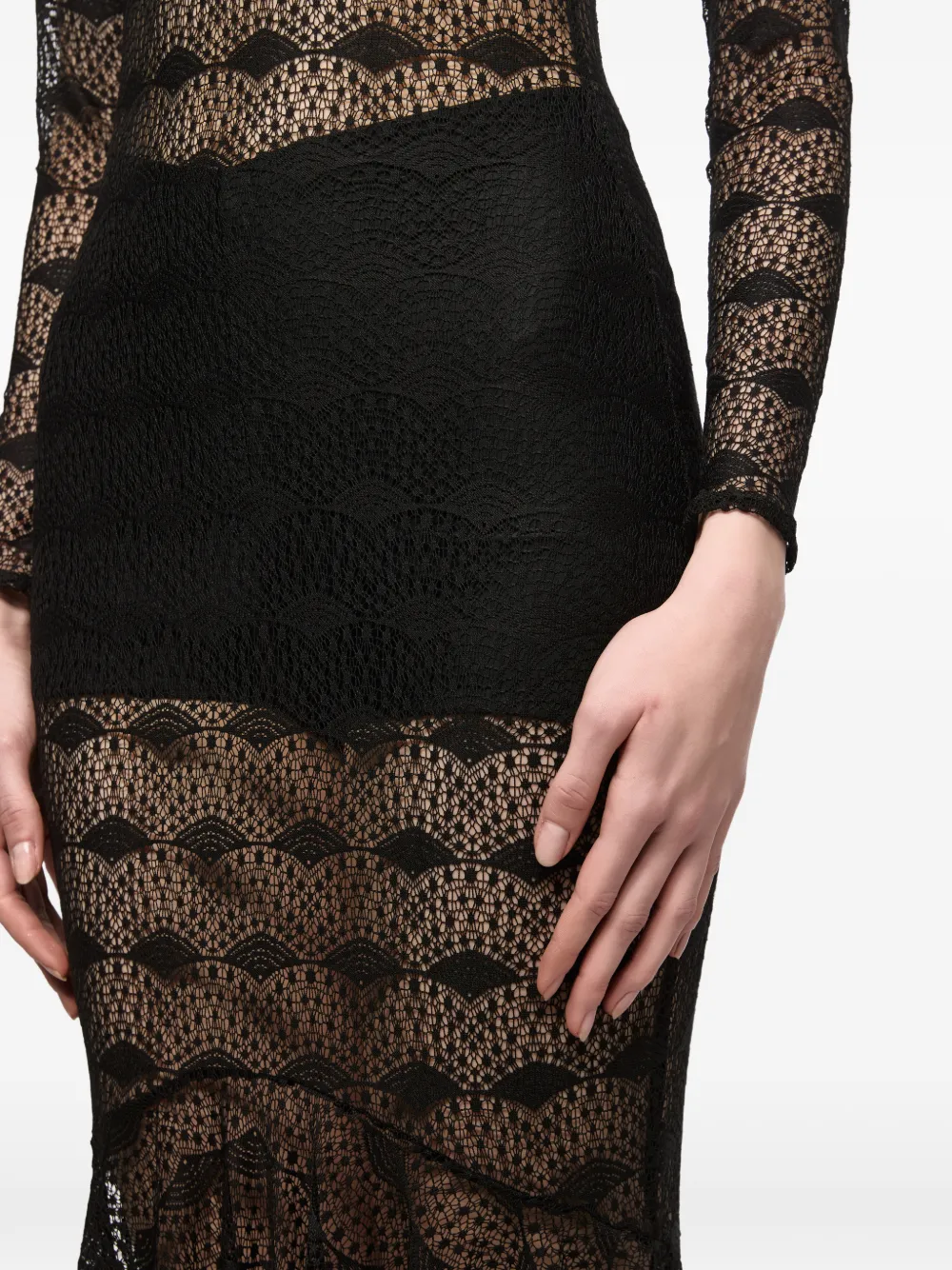 Atu Body Couture Maxi-jurk met lange mouwen Zwart