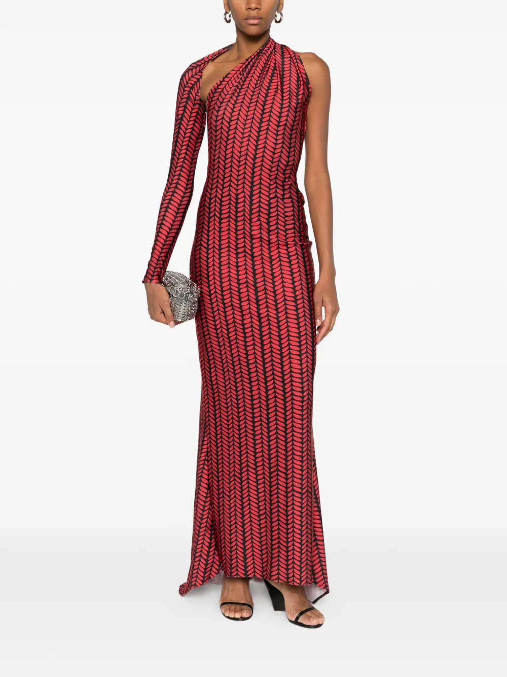 Atu Body Couture One-shoulder Cut-out Maxi Dress In Red