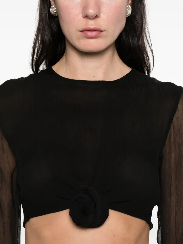 Atu Body Couture Tether long-sleeve Silk Top | Black | FARFETCH