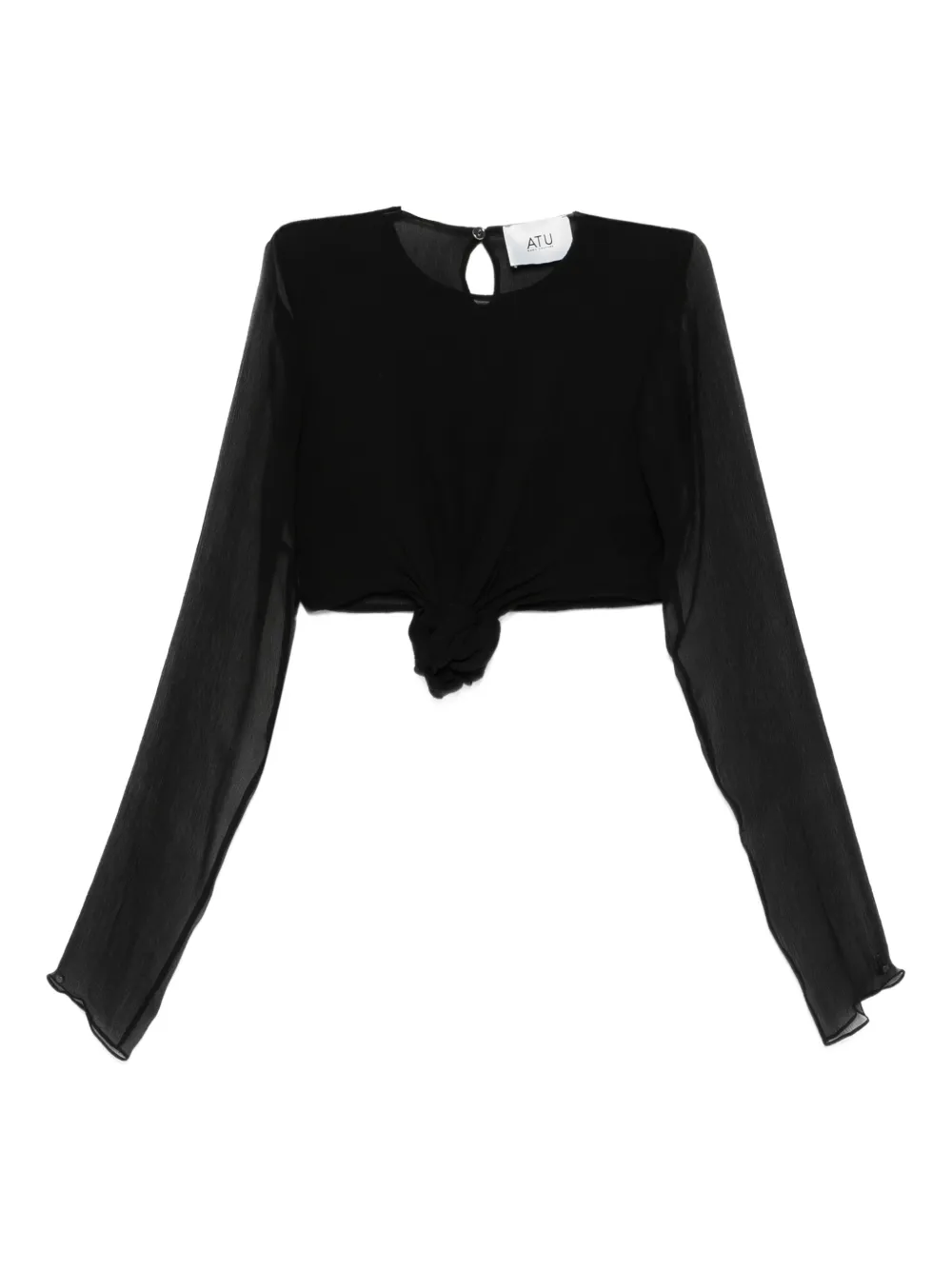 Atu Body Couture Long-sleeve Knot Top In Black