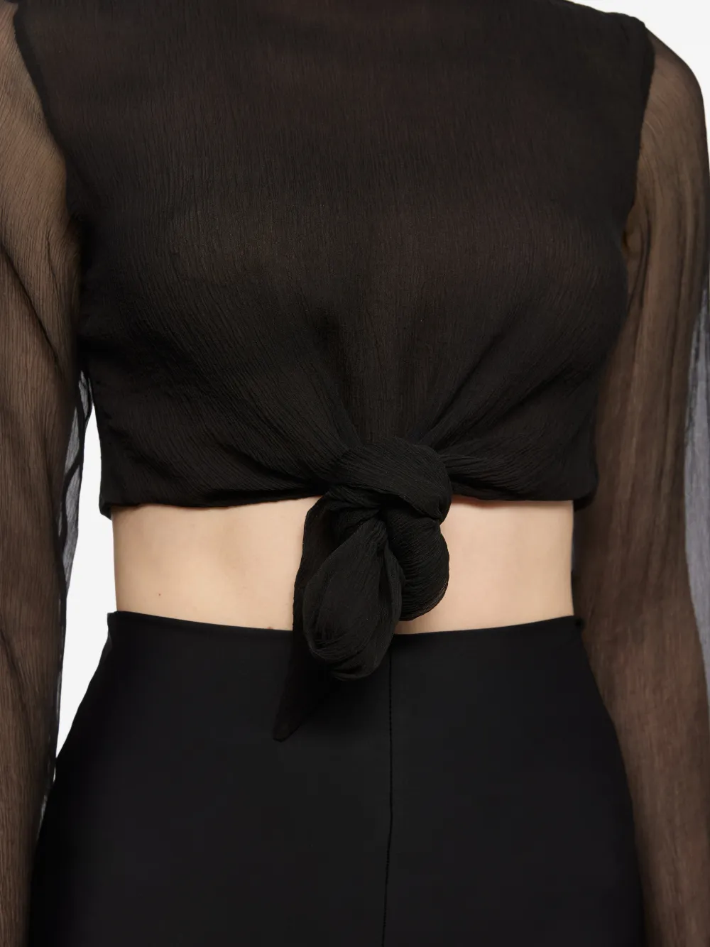 Atu Body Couture Geknoopte top met lange mouwen Zwart