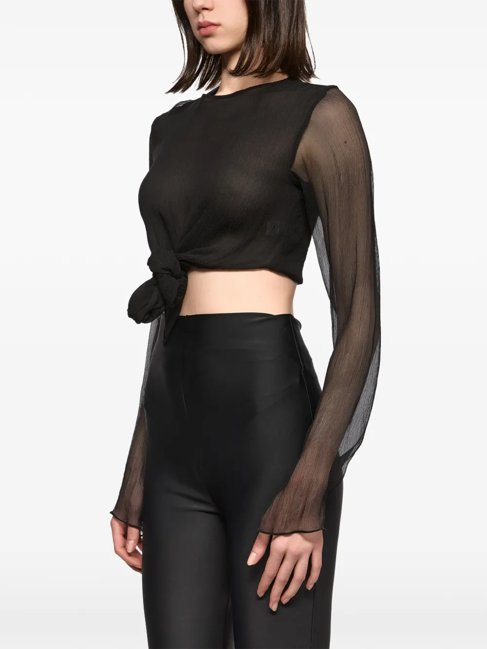 Atu Body Couture Geknoopte top met lange mouwen Zwart