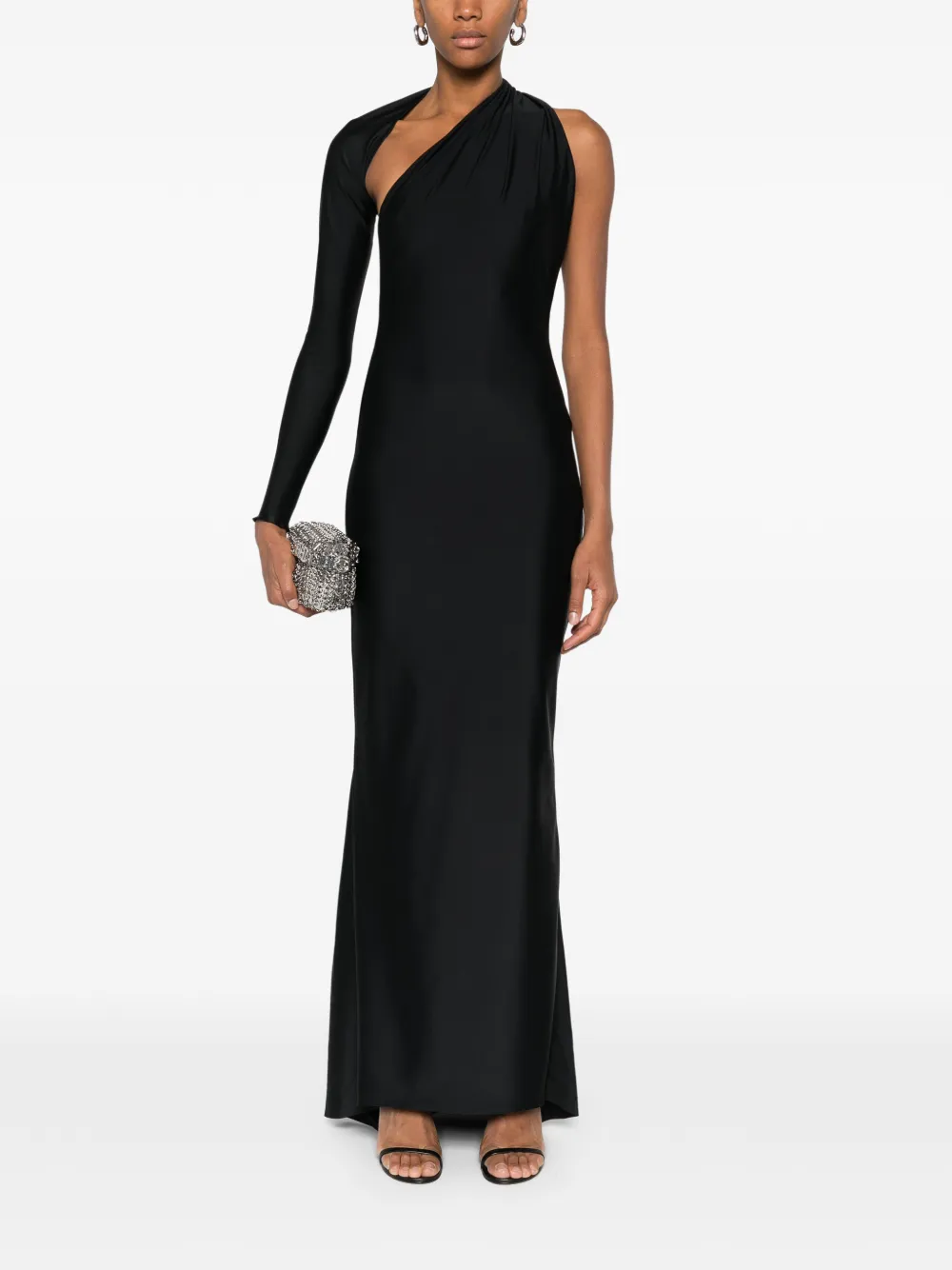 Atu Body Couture One-shoulder Cut-out Maxi Dress In Black