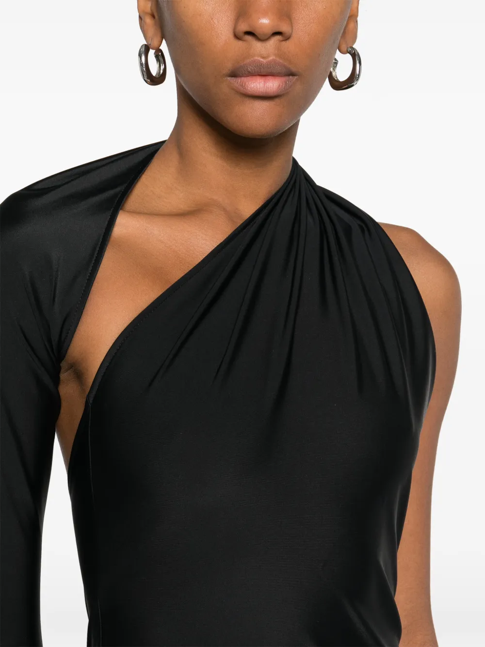 Atu Body Couture One-shoulder Cut-out Maxi Dress In Black