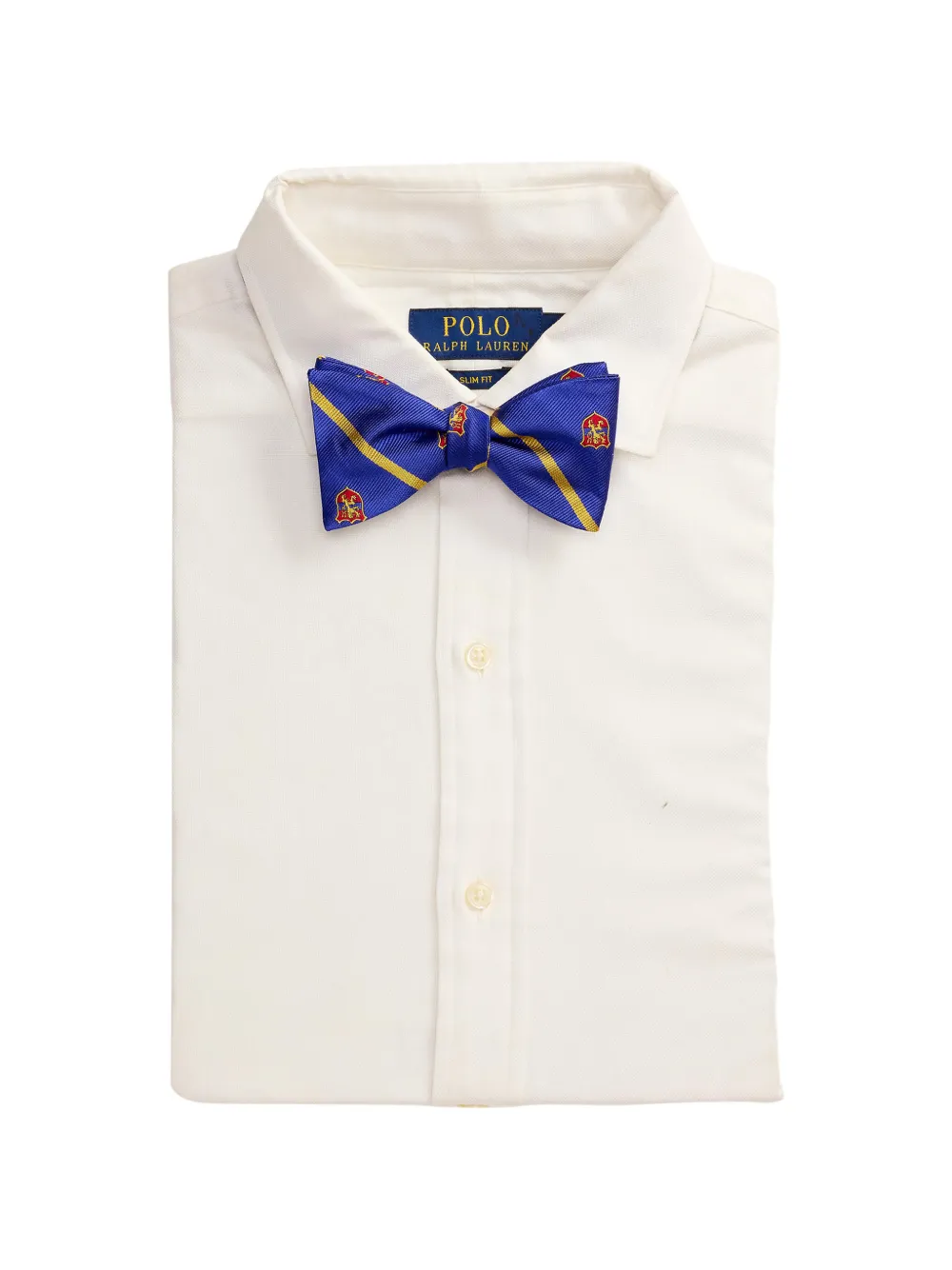 striped club embroidered-emblem bow tie