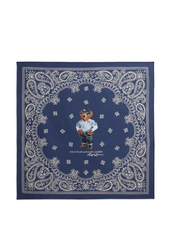 Polo Ralph Lauren ペイズリー ベア スクエアスカーフ | ブルー