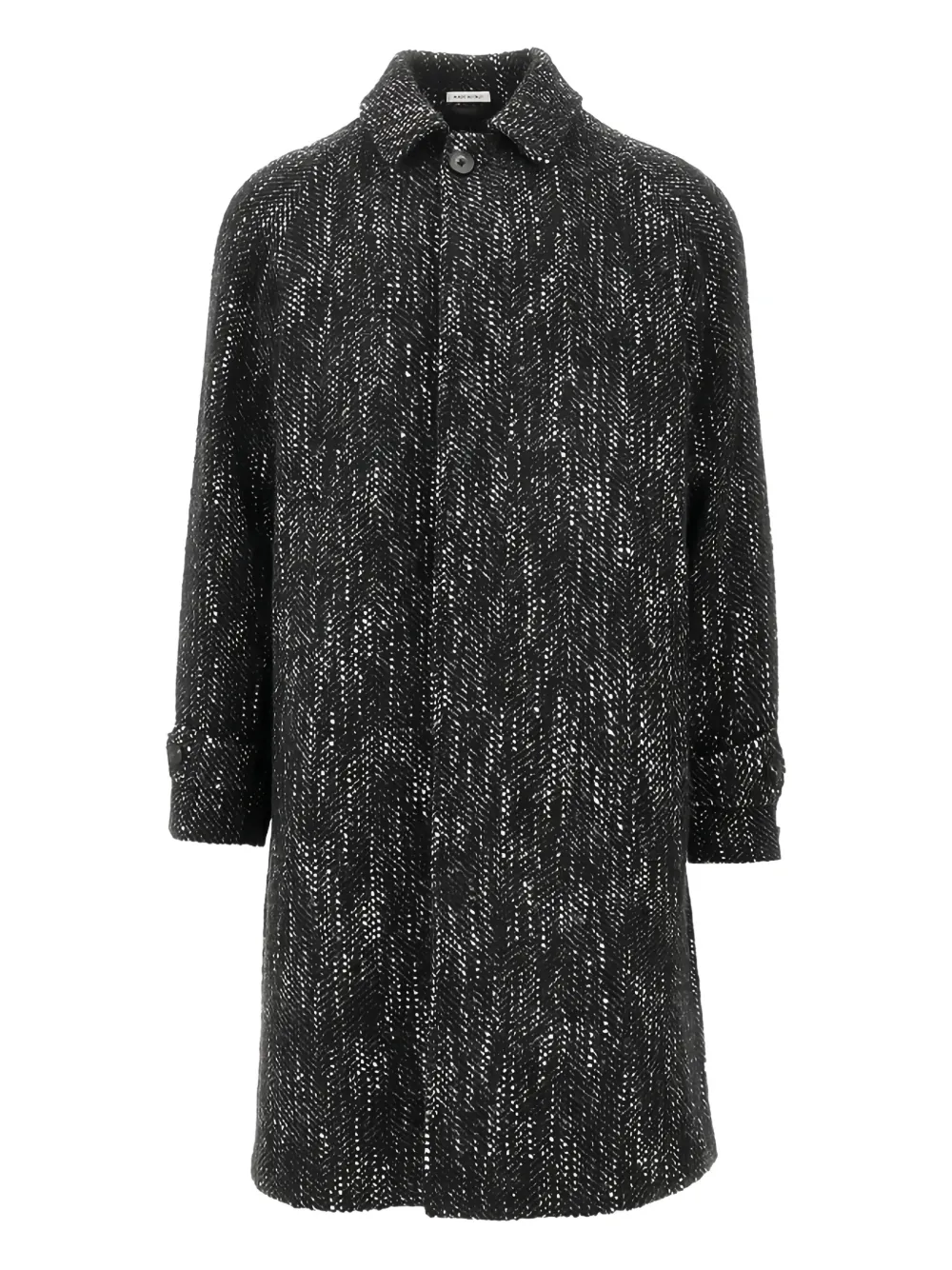 BRERAS MILANO buttoned herringbone single-breasted coat | Black | Image 1