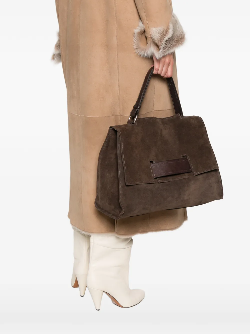 SOMMET flap strap tote bag - Bruin