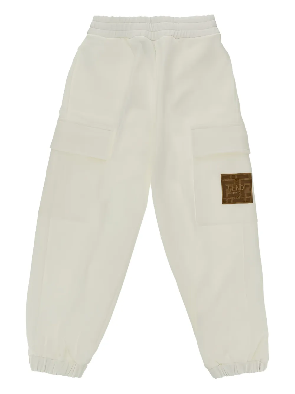 Fendi Kids cargo logo-patch casual trousers - Toni neutri