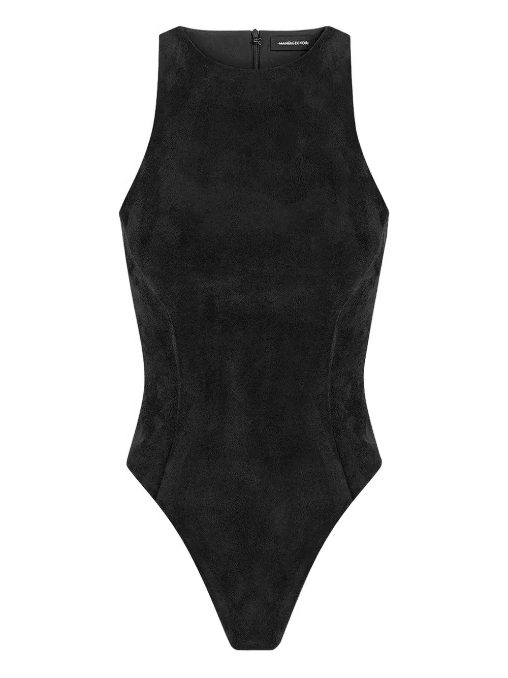 Manière De Voir Adele Racer-neck Bodysuit In Black