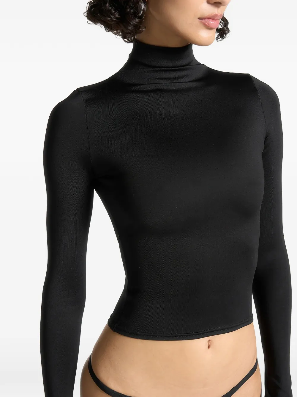 MANIÈRE DE VOIR TP001 IN BLACK MOCK-NECK LONG-SLEEVE TOP
