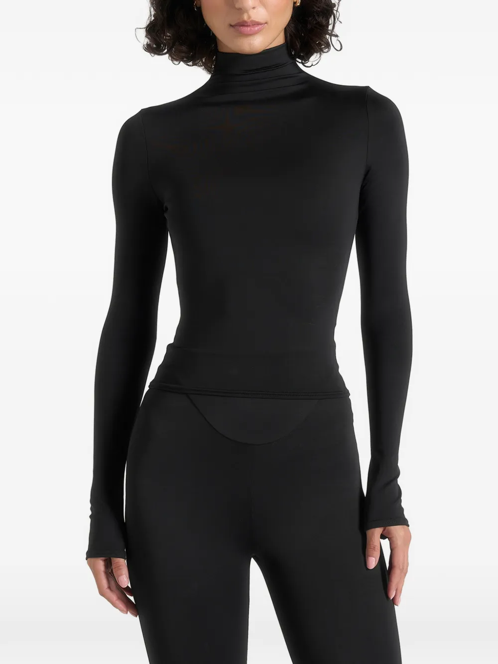 Manière De Voir TP001 black half-neck long-sleeved top