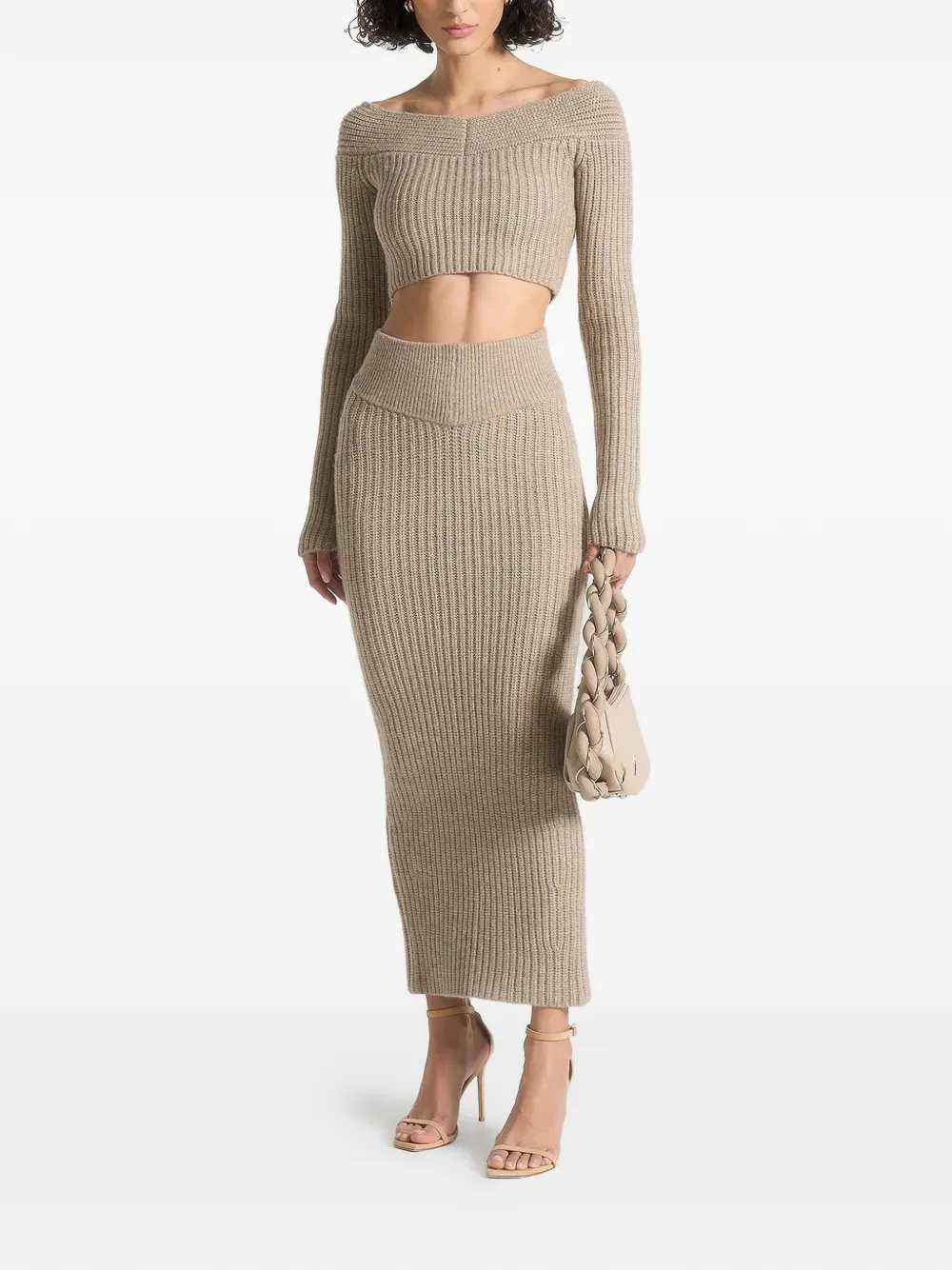 Manière De Voir angled-waistband maxi skirt Beige