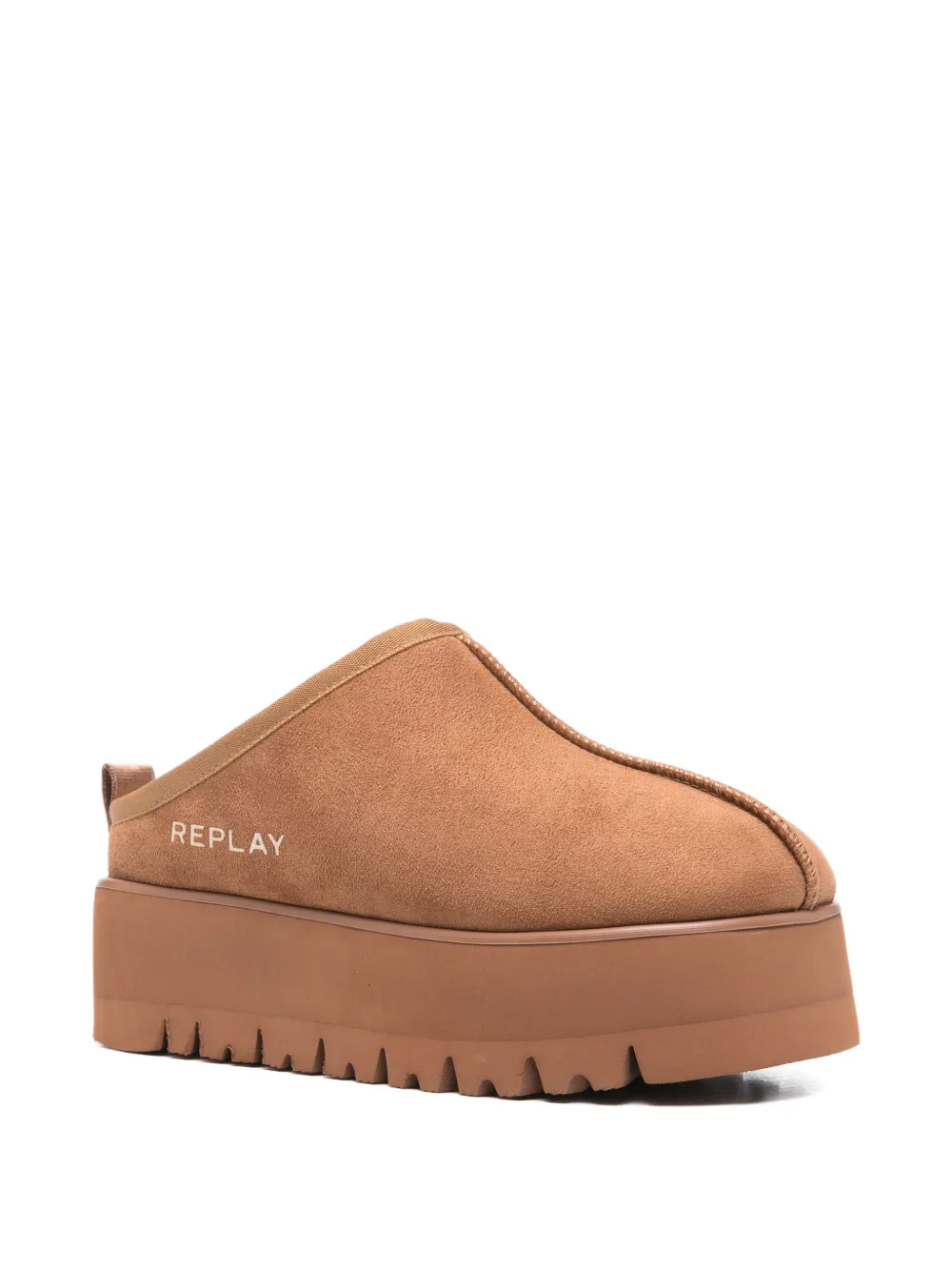 Replay Topstitch Calf Suede Mules In Multi