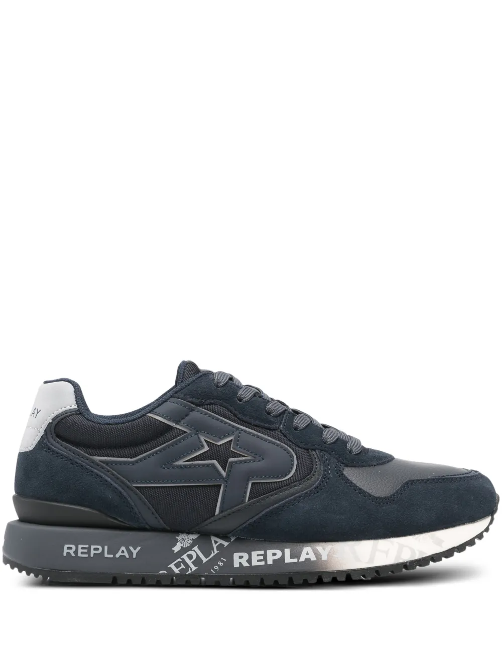 Replay logo-detail lace-up sneakers | Blue | Image 1