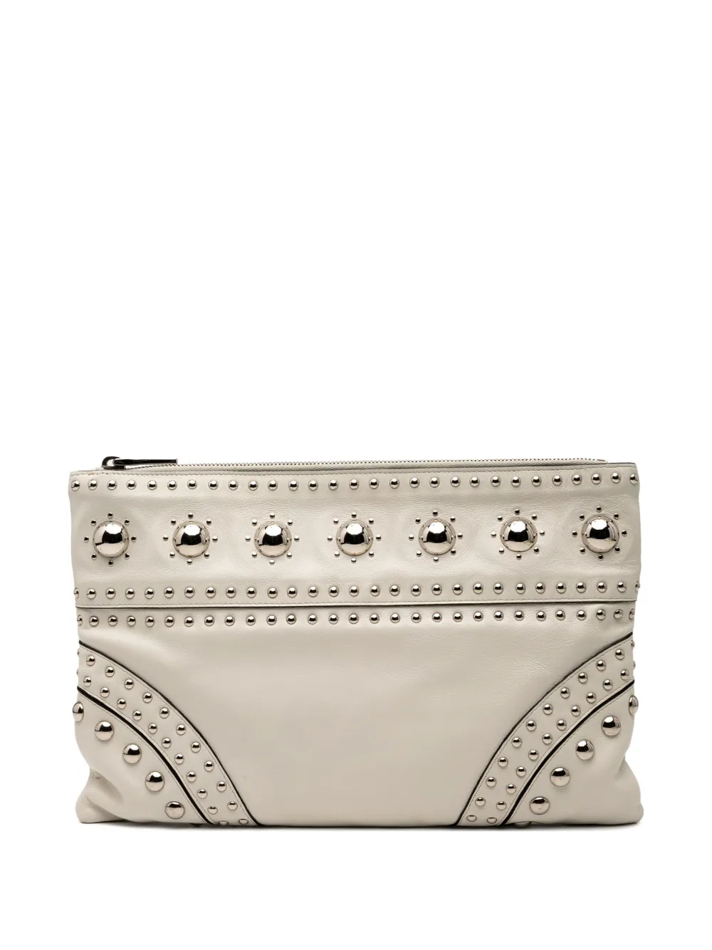 Prada Pre-Owned pochette en cuir à détails de clous (2010-2025) | blanc | Image 1