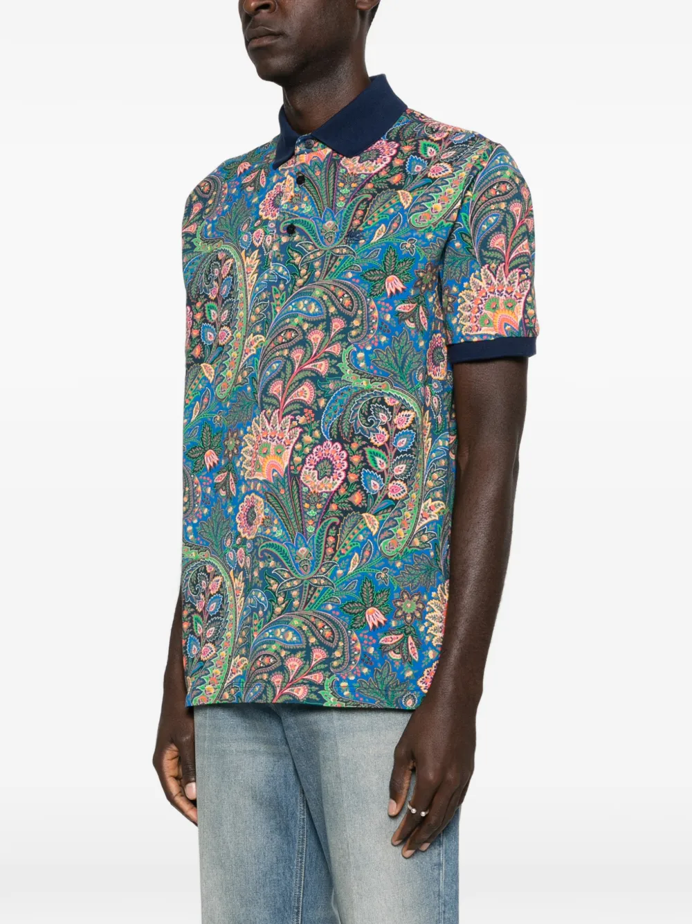 ETRO Poloshirt met paisley-print Blauw
