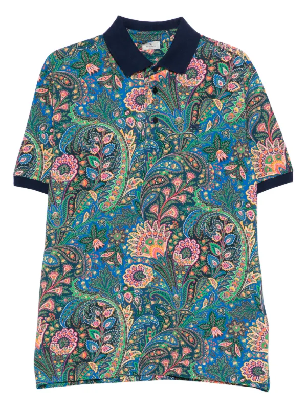Etro Paisley-print Polo Shirt in Blue