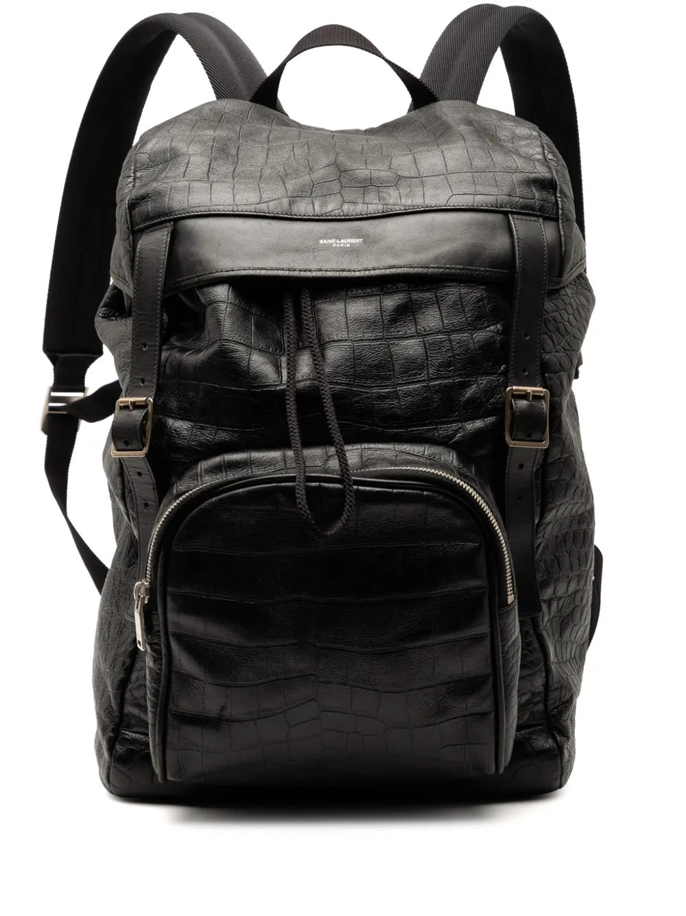 Saint Laurent Pre-Owned 2015 Croc Embossed Leather backpack | Black | Image 1