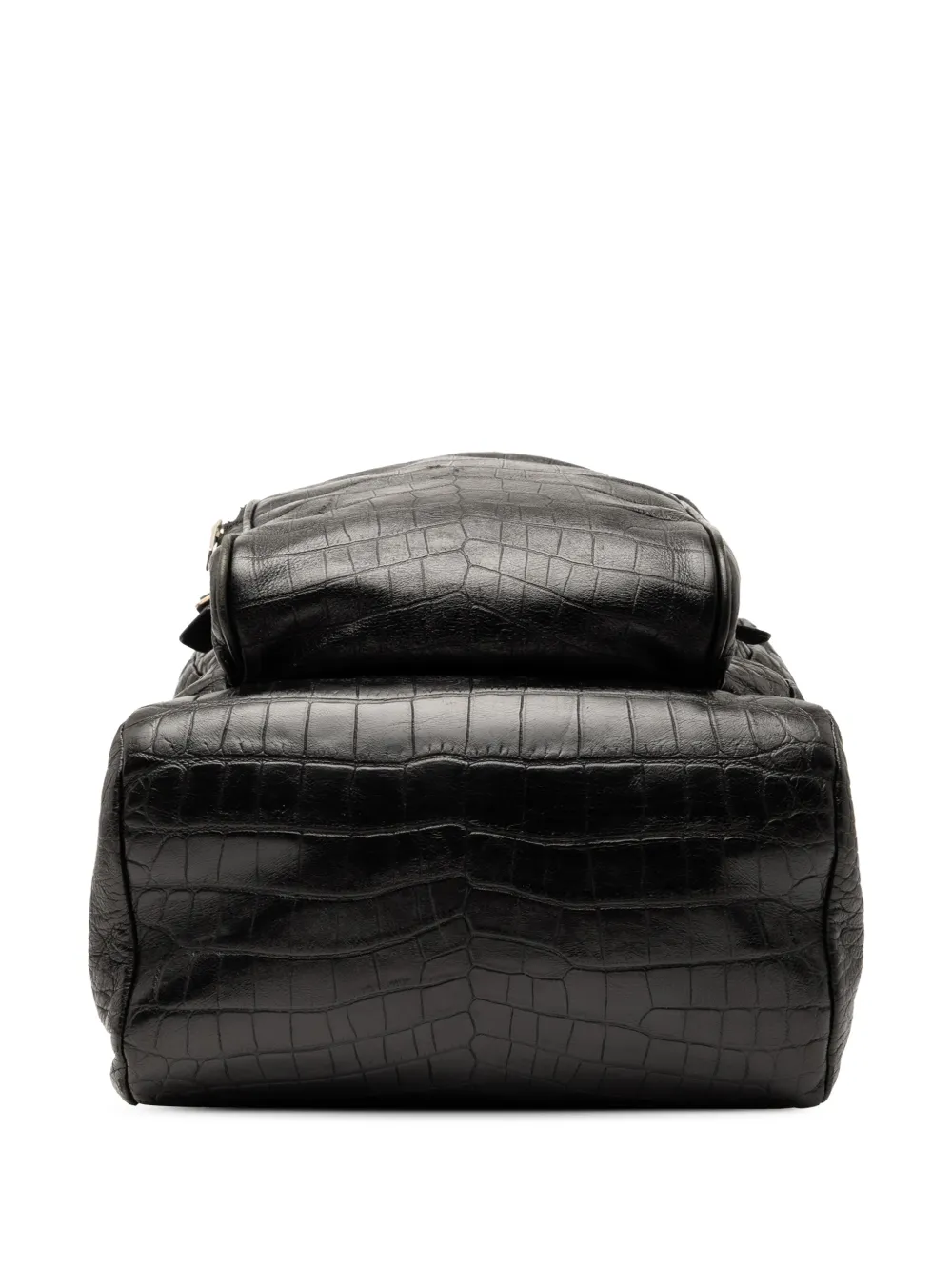SAINT LAURENT Pre-owned 2015 Croc Embossed Leather Backpack In Black