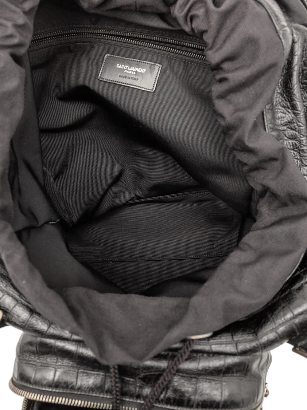 SAINT LAURENT Pre-owned 2015 Croc Embossed Leather Backpack In Black