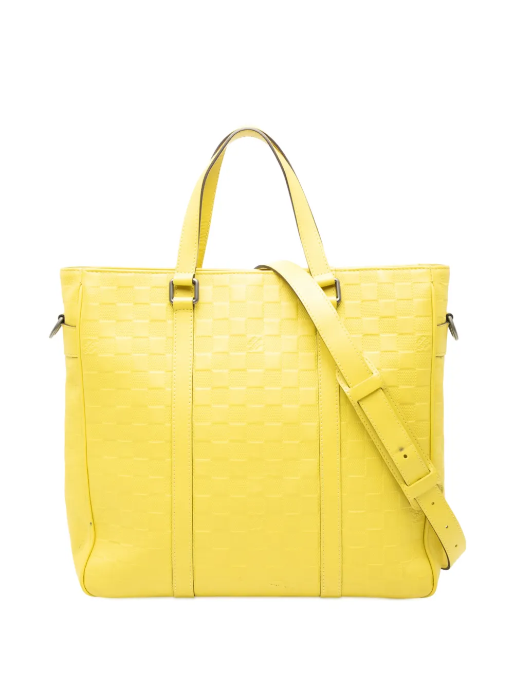 Pre-owned Louis Vuitton 2014 Damier Infini Tadao Satchel In Yellow