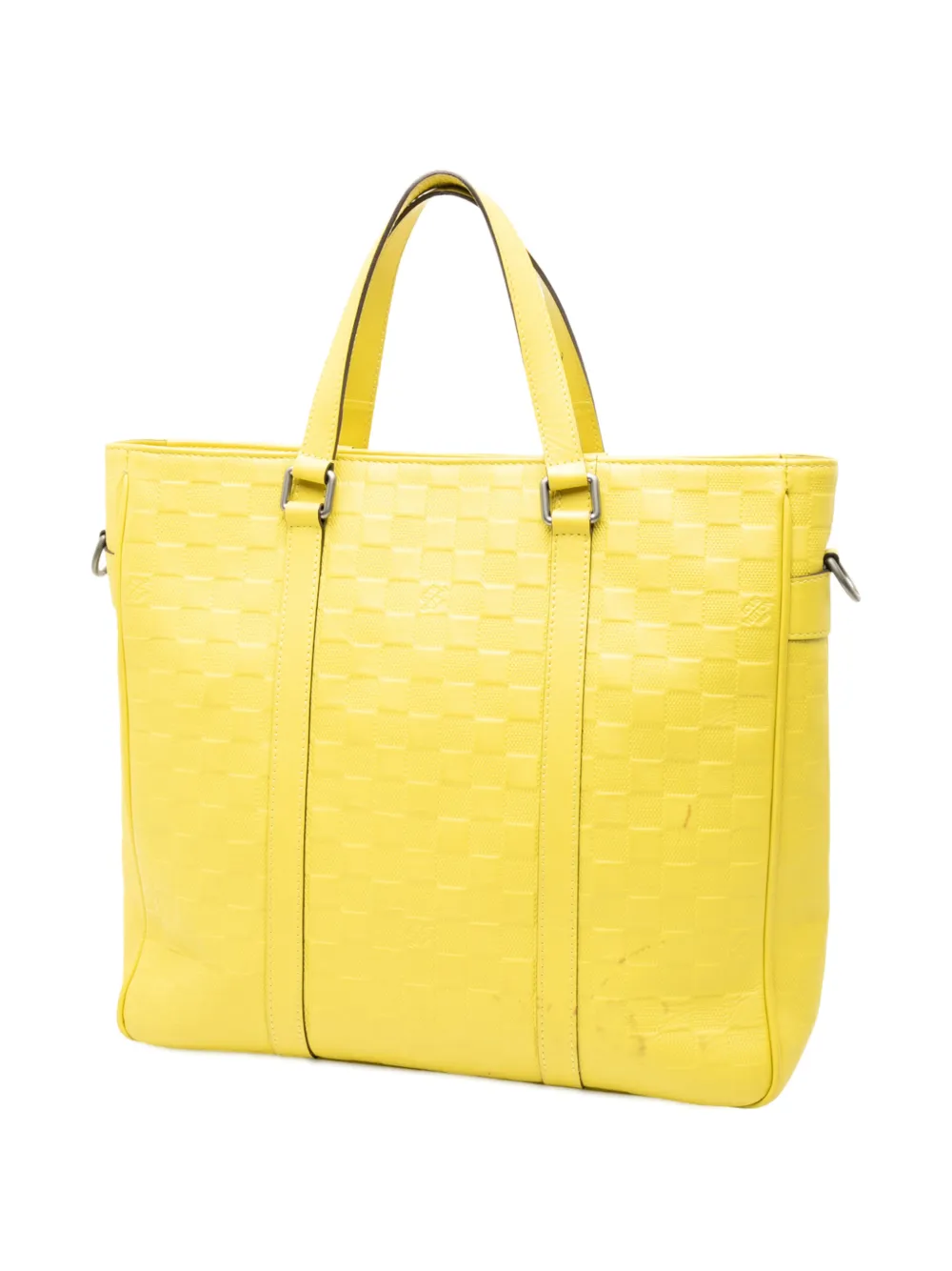 Pre-owned Louis Vuitton 2014 Damier Infini Tadao Satchel In Yellow