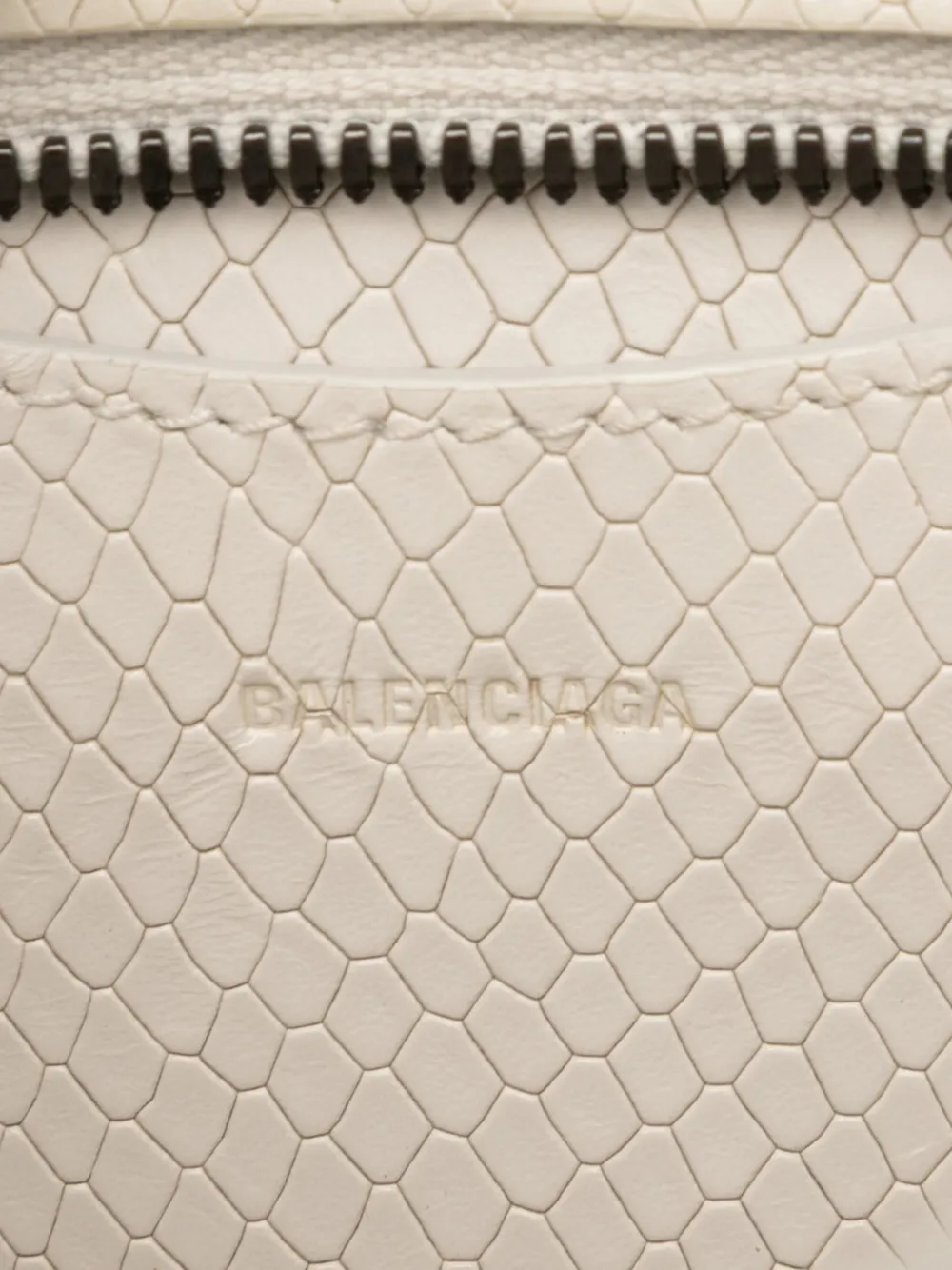 BALENCIAGA Pre-owned 2021 Mini Python Embossed Calfskin Neo Classic City Satchel In White