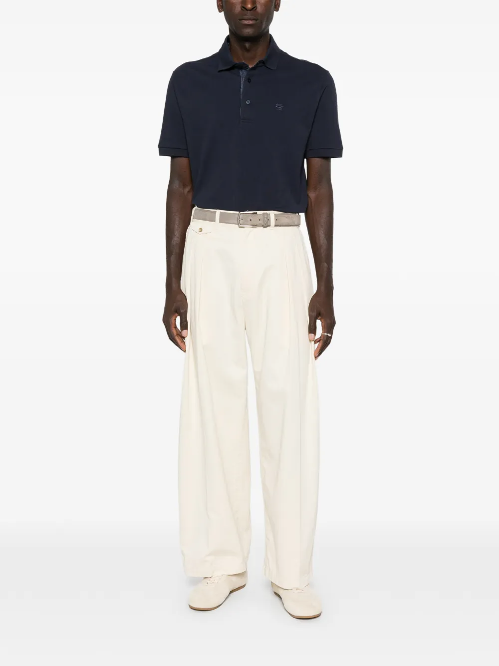 ETRO logo-embroidered polo shirt - Blauw